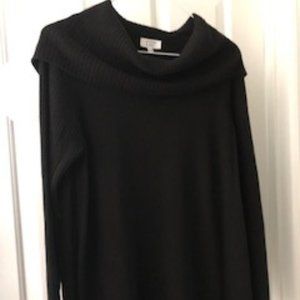 Crown & Ivy Women's Large Dark Black Pullover Top Long Sweater Excellent